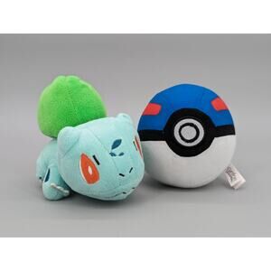 Toy Factory Pokémon 5" Poke Ball Blue & 5.5" Bulbasaur Plush Toys Stuffed Animal
